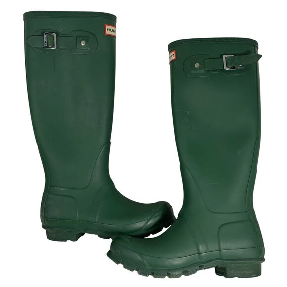 HUNTER Original Tall Womens Size 6 Green Outdoor Waterproof Knee High Rain Boots - Picture 1 of 14